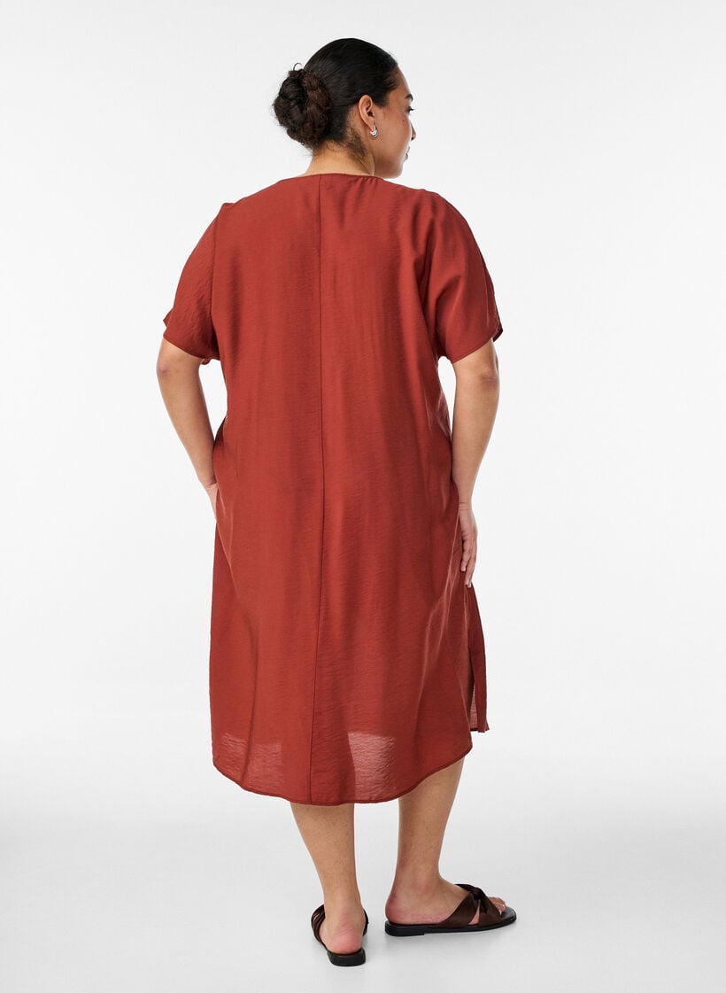 Kleid aus Viskose mit V-Ausschnitt, Rot, Model image number 2