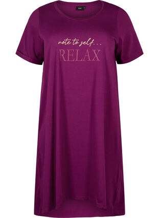 Kurzärmeliges Nachthemd aus Bio-Baumwolle, Dark Purple Relax, Packshot image number 0