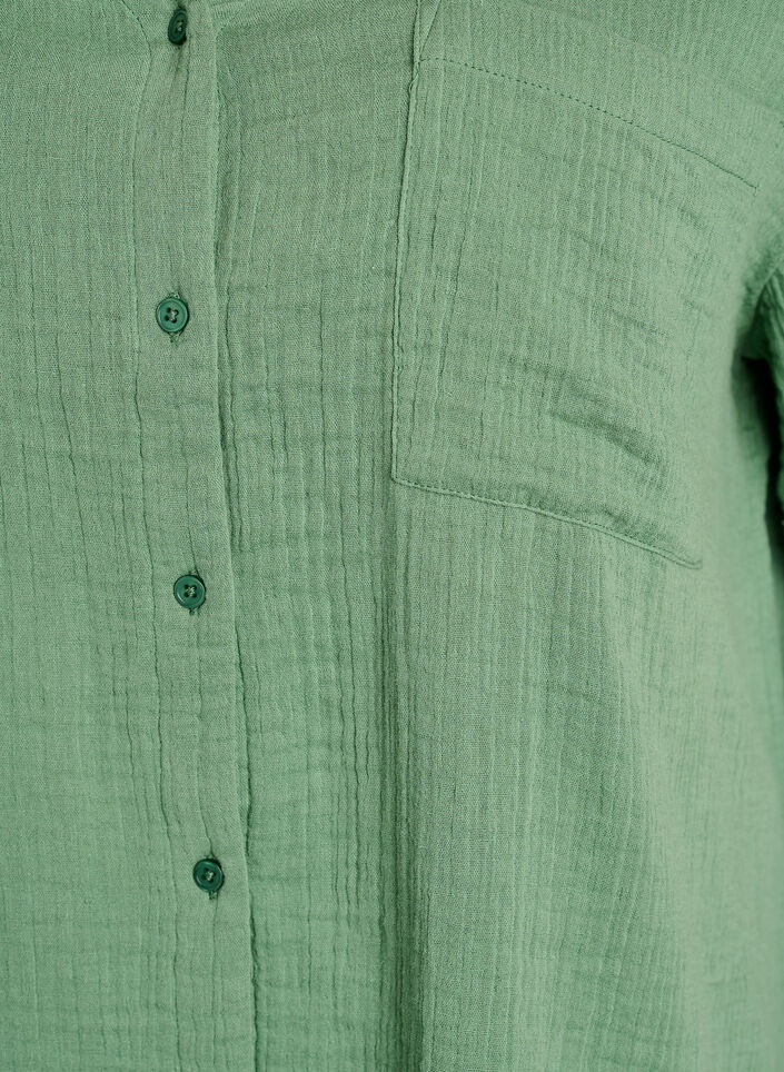 Bluse aus Baumwoll-Musselin mit kurzen &Auml;rmeln, Gr&uuml;n, Packshot image number 2