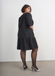 Jacquardkleid mit funkelnden Details und Puff&auml;rmeln, Schwarz, Model image number 2