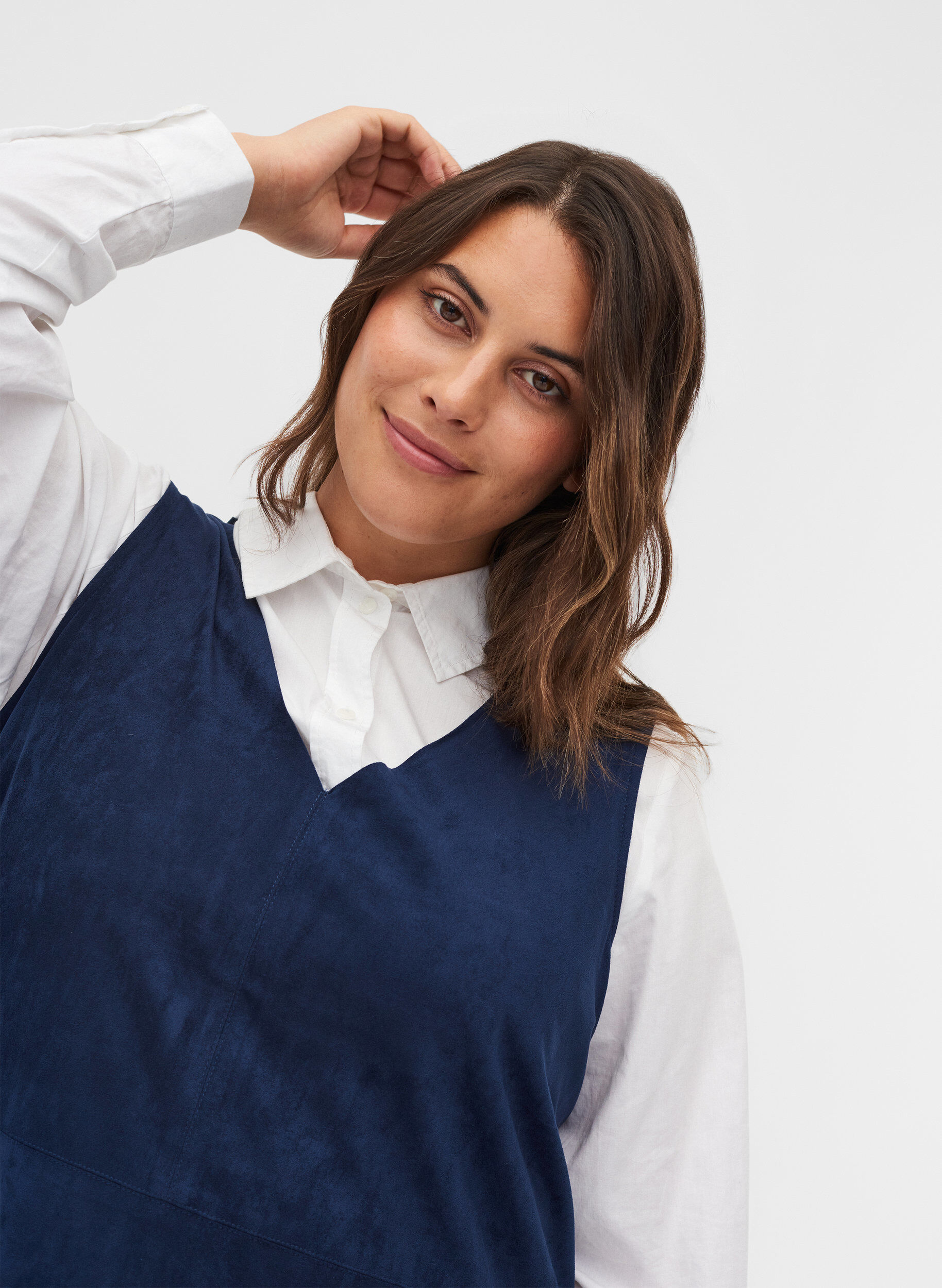 Zizzi&Auml;rmelloses Kleid mit A-Form, Dark Blue, Model image number 2