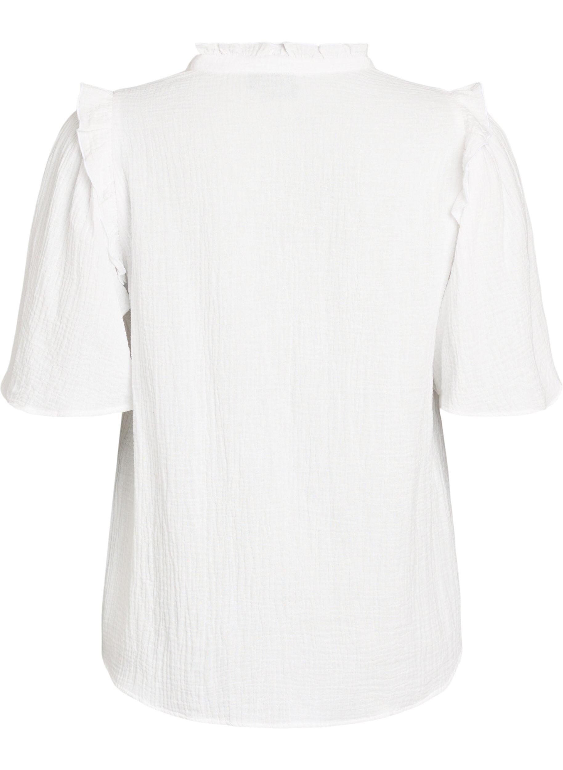ZizziBluse aus Baumwoll-Musselin mit Broderie Anglaise und 1/2-&Auml;rmeln, Wei&szlig;, Packshot image number 1