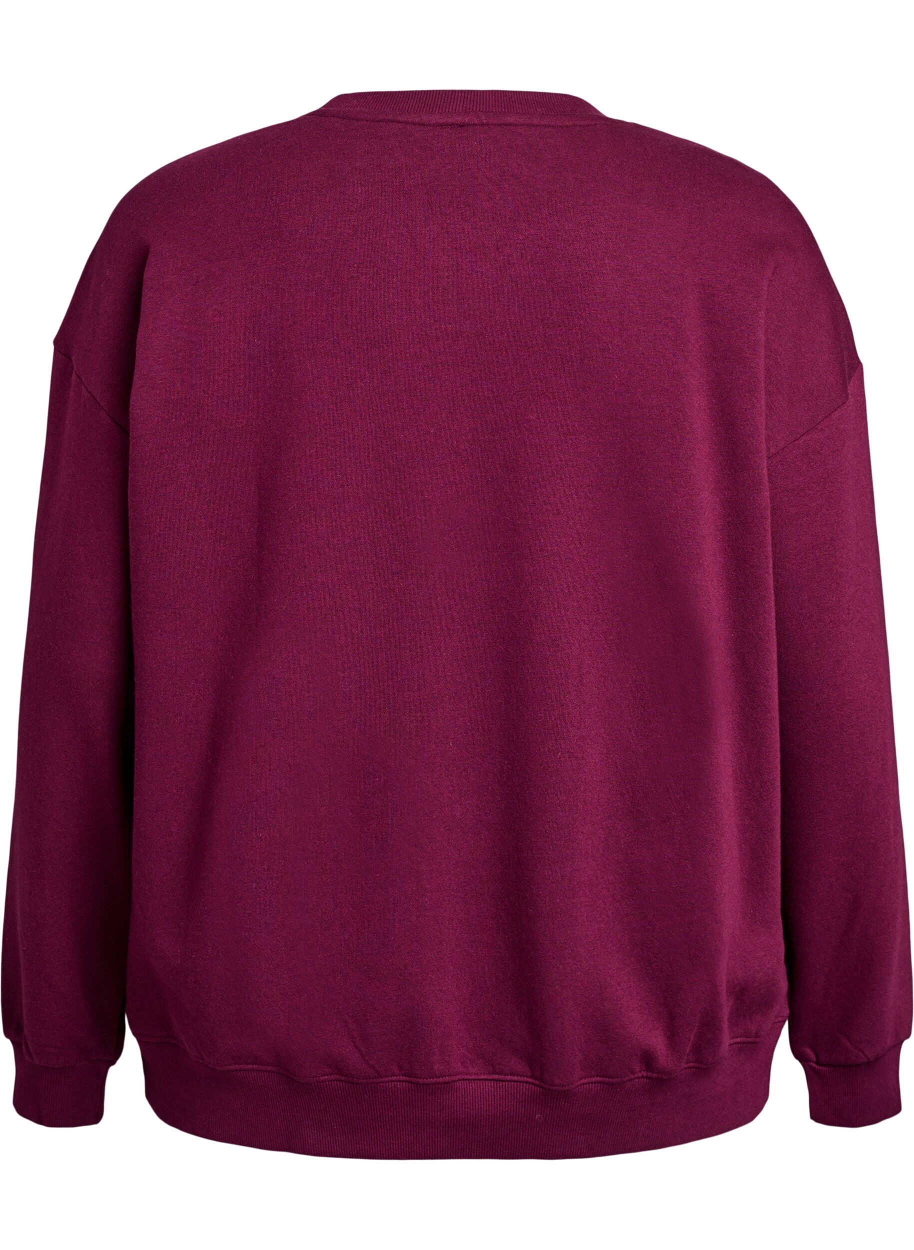 ZizziSweatshirt mit Textaufdruck, Dunkles Bordeaux, Packshot image number 1