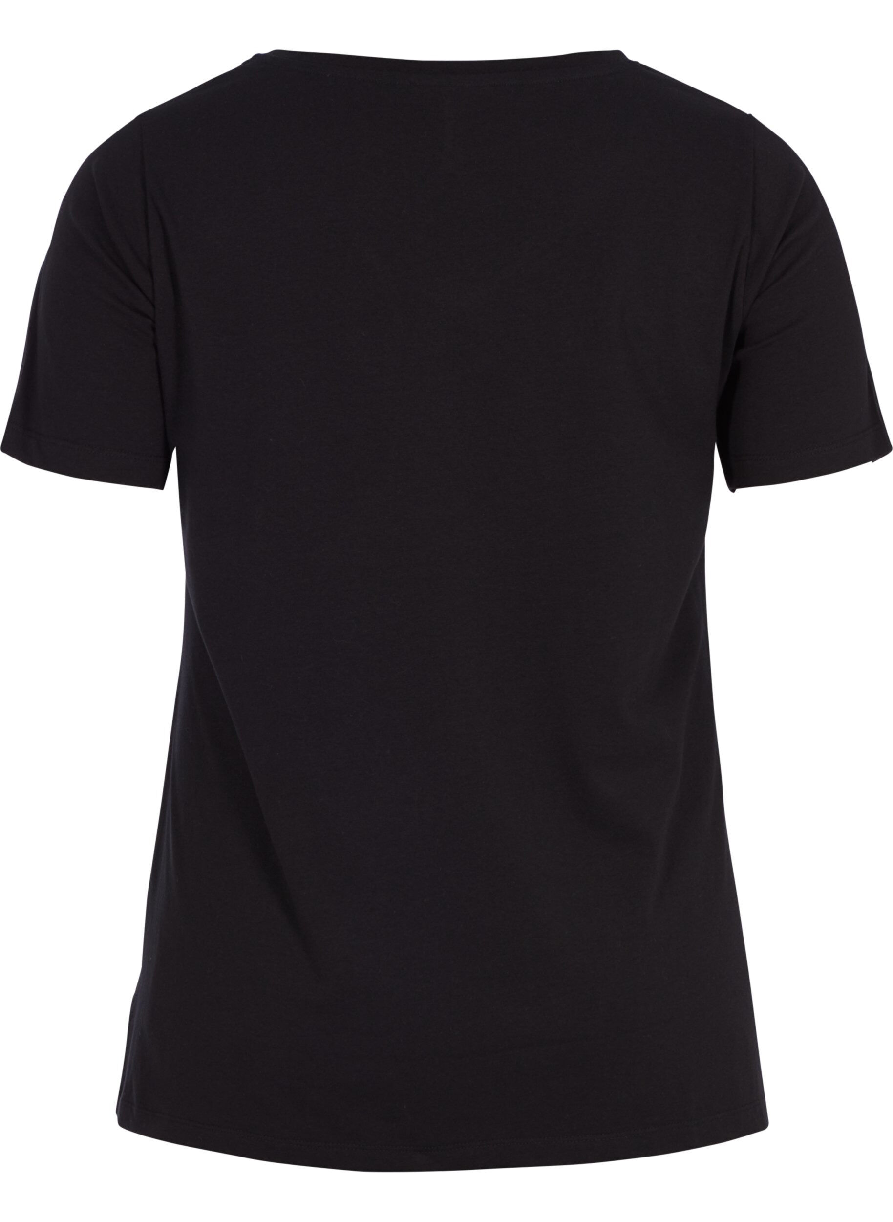 ZizziEinfarbiges basic T-Shirt aus Baumwolle, Schwarz, Packshot image number 1