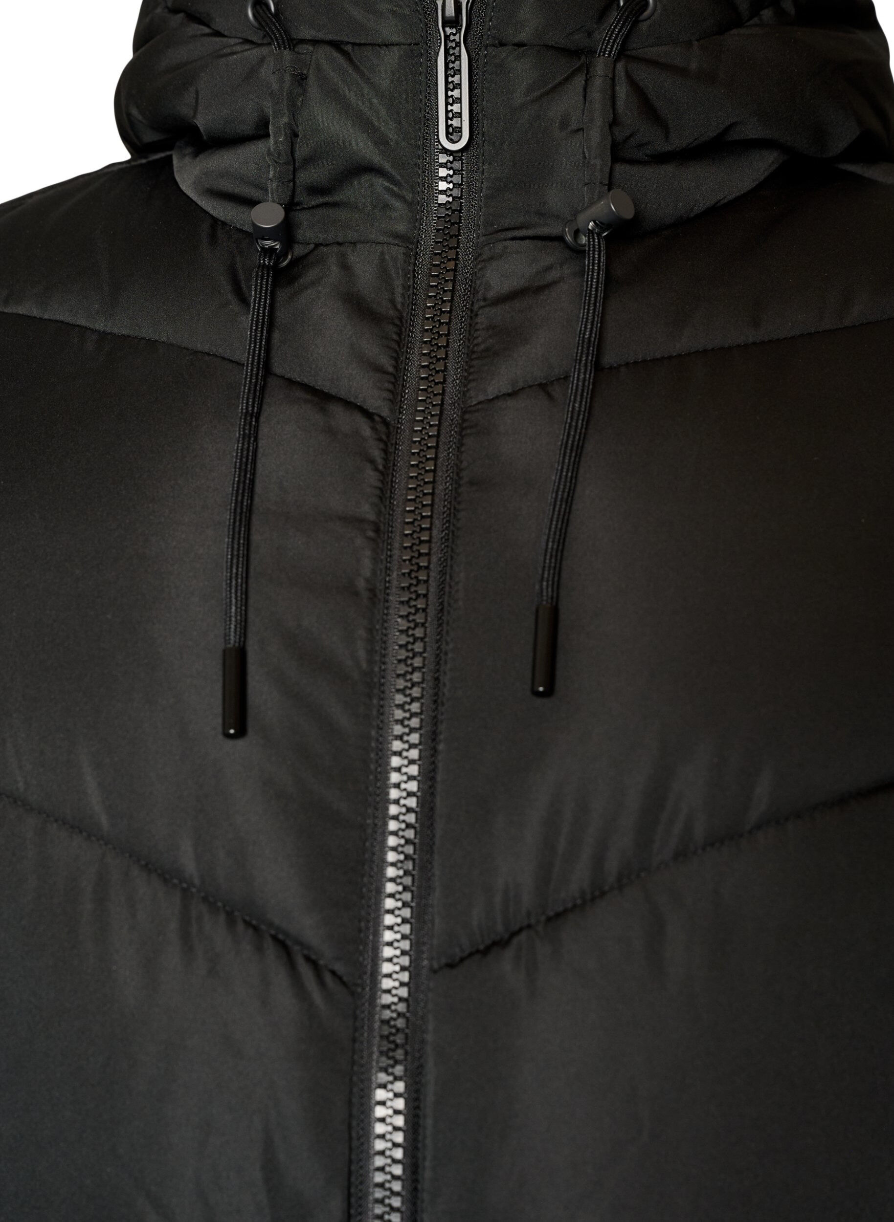 ZizziLanger Puffermantel mit Kapuze und Taschen, Schwarz, Packshot image number 2