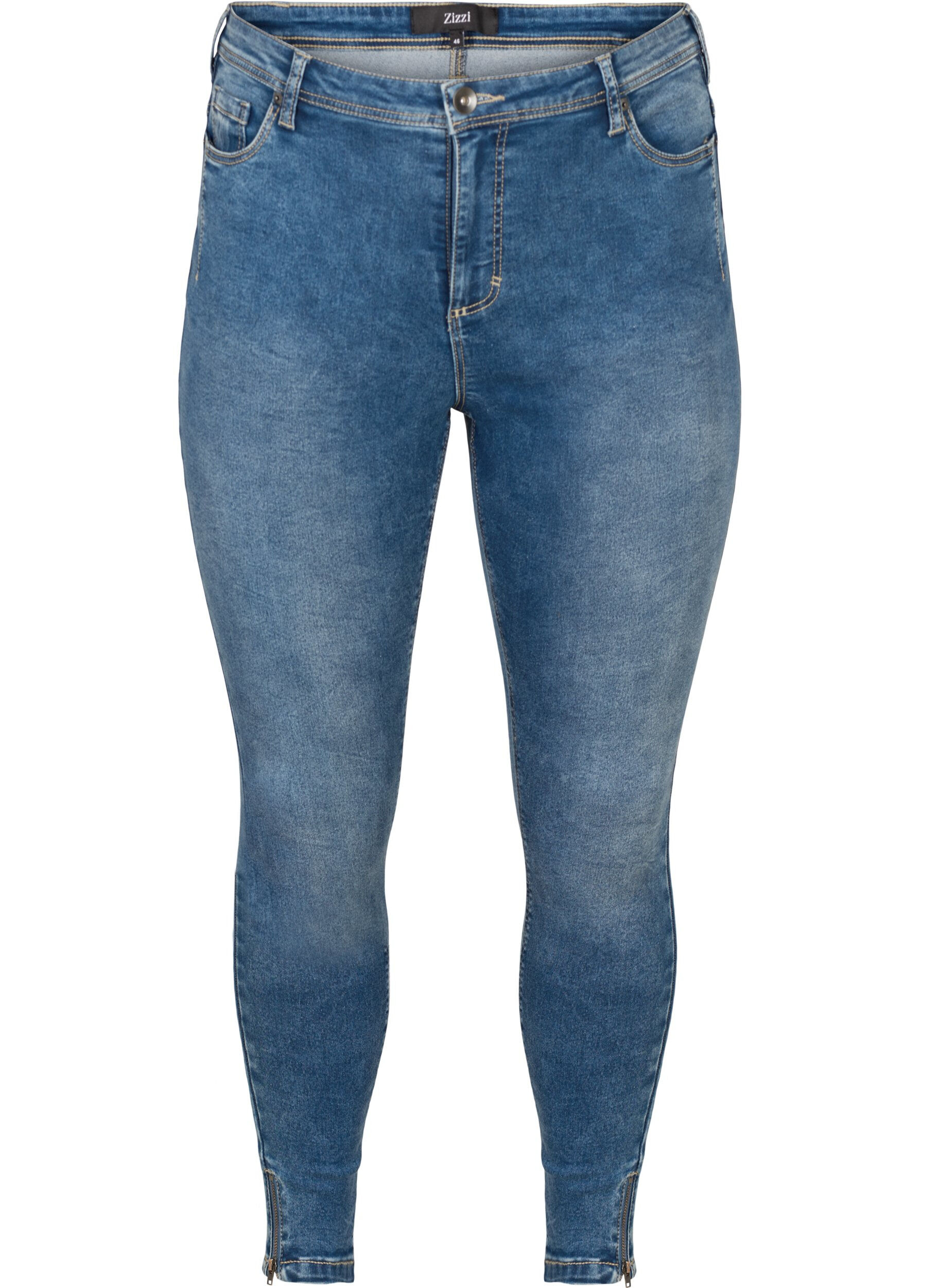 ZizziCropped Amy Jeans mit Rei&szlig;verschluss, Blau, Packshot image number 0