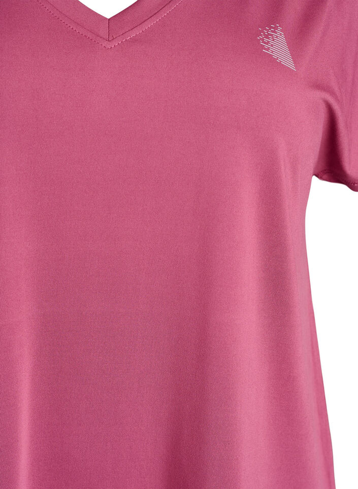 Lockeres Trainings-T-Shirt mit V-Ausschnitt, Rot, Packshot image number 2
