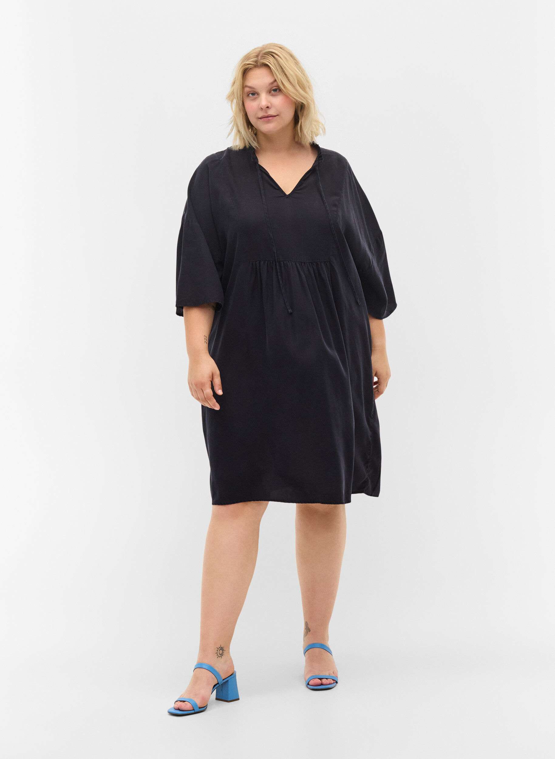 ZizziKleid mit 3/4-&Auml;rmeln aus Lyocell (TENCEL&trade;), Black, Model image number 2