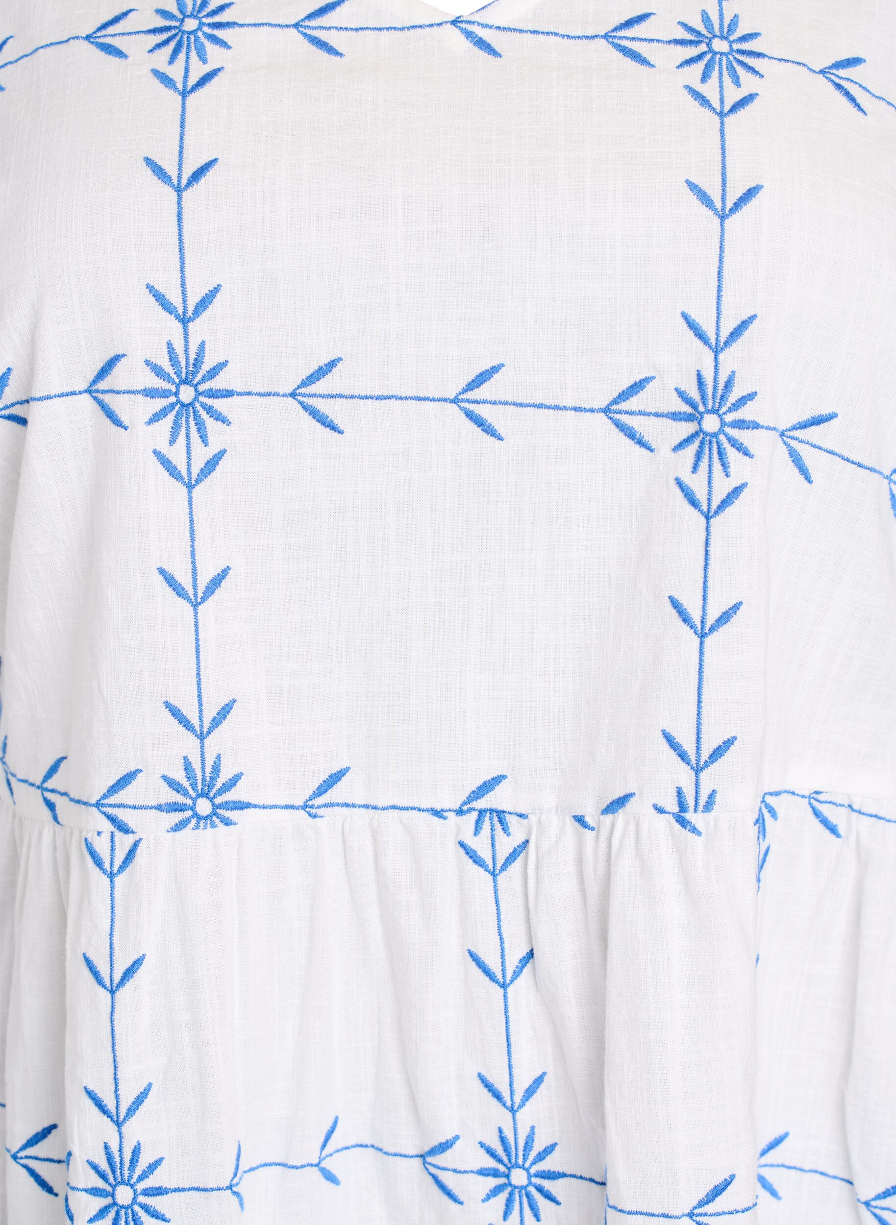 ZizziKurzes Kleid mit V-Ausschnitt und Stickereien, Wei&szlig;, Packshot image number 2