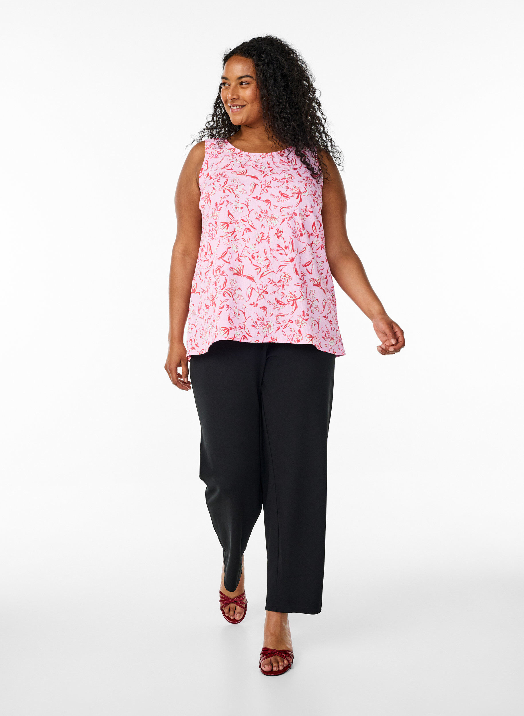 ZizziFLASH &ndash; &Auml;rmelloses Top mit Struktur, Rot, Model image number 1