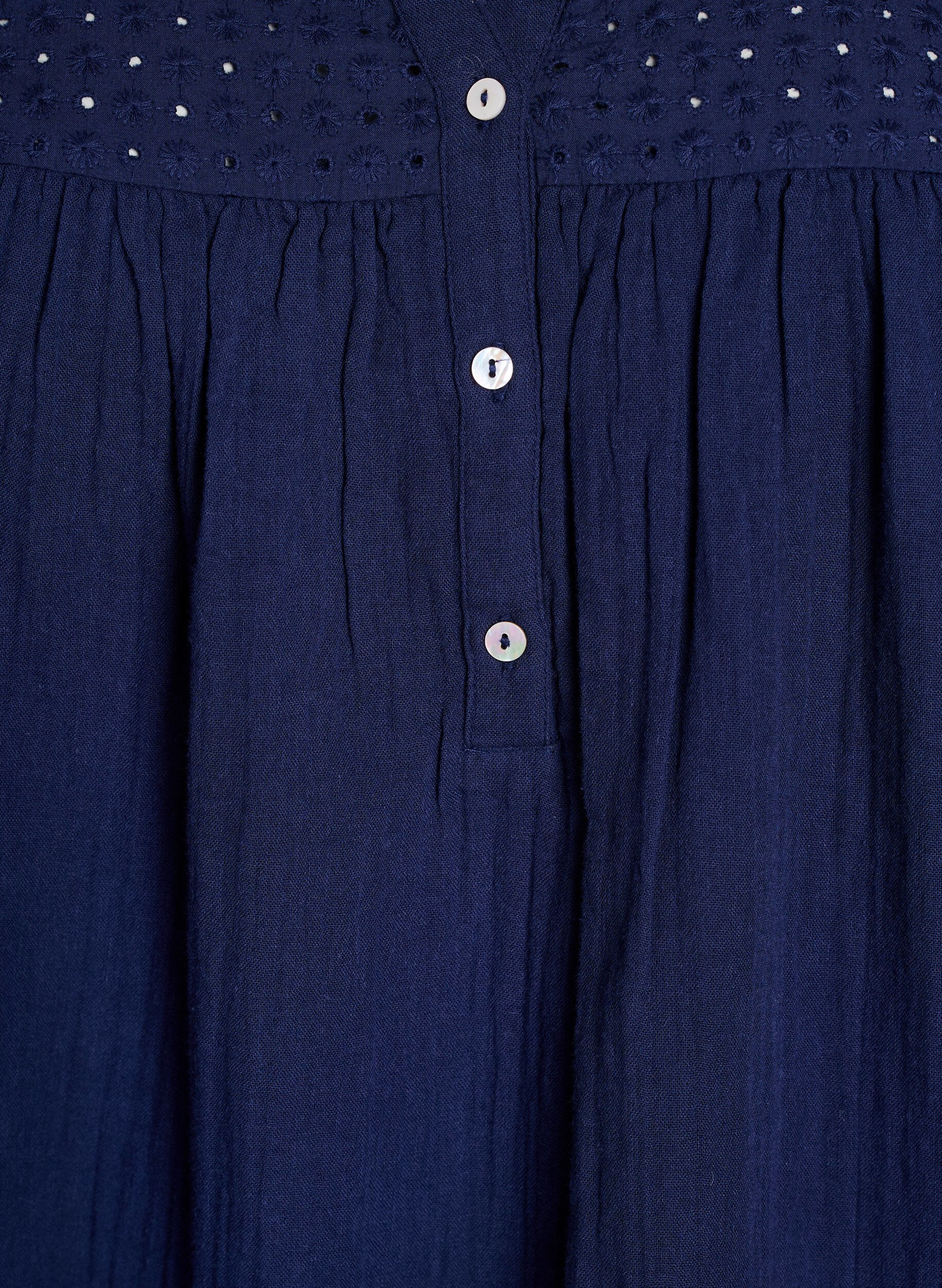 ZizziTunika aus Baumwollmusselin mit Broderie Anglaise, Blau, Packshot image number 2