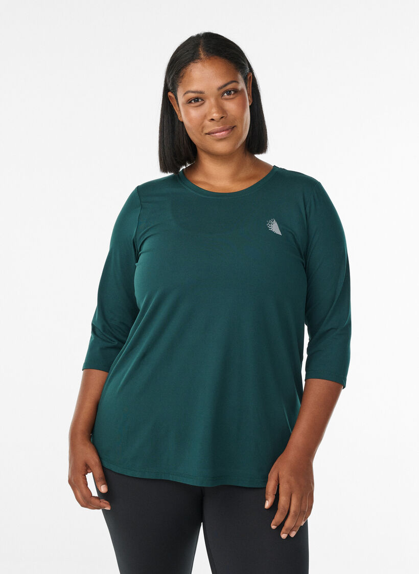 Trainingsshirt mit 3/4-&Auml;rmeln, Gr&uuml;n, Model image number 0