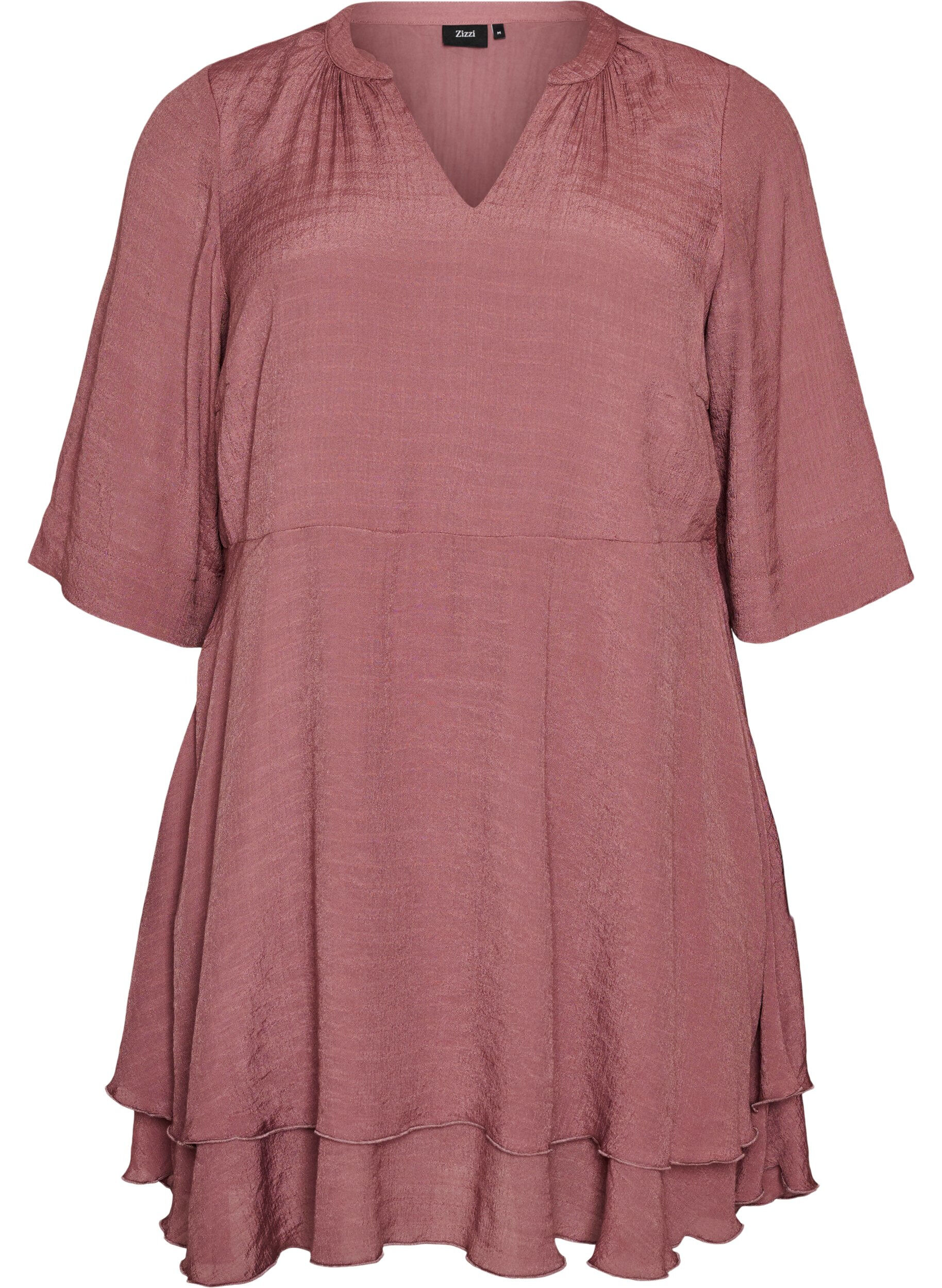 ZizziA-Linien-Kleid mit gestuften R&uuml;schen, Rot, Packshot image number 0