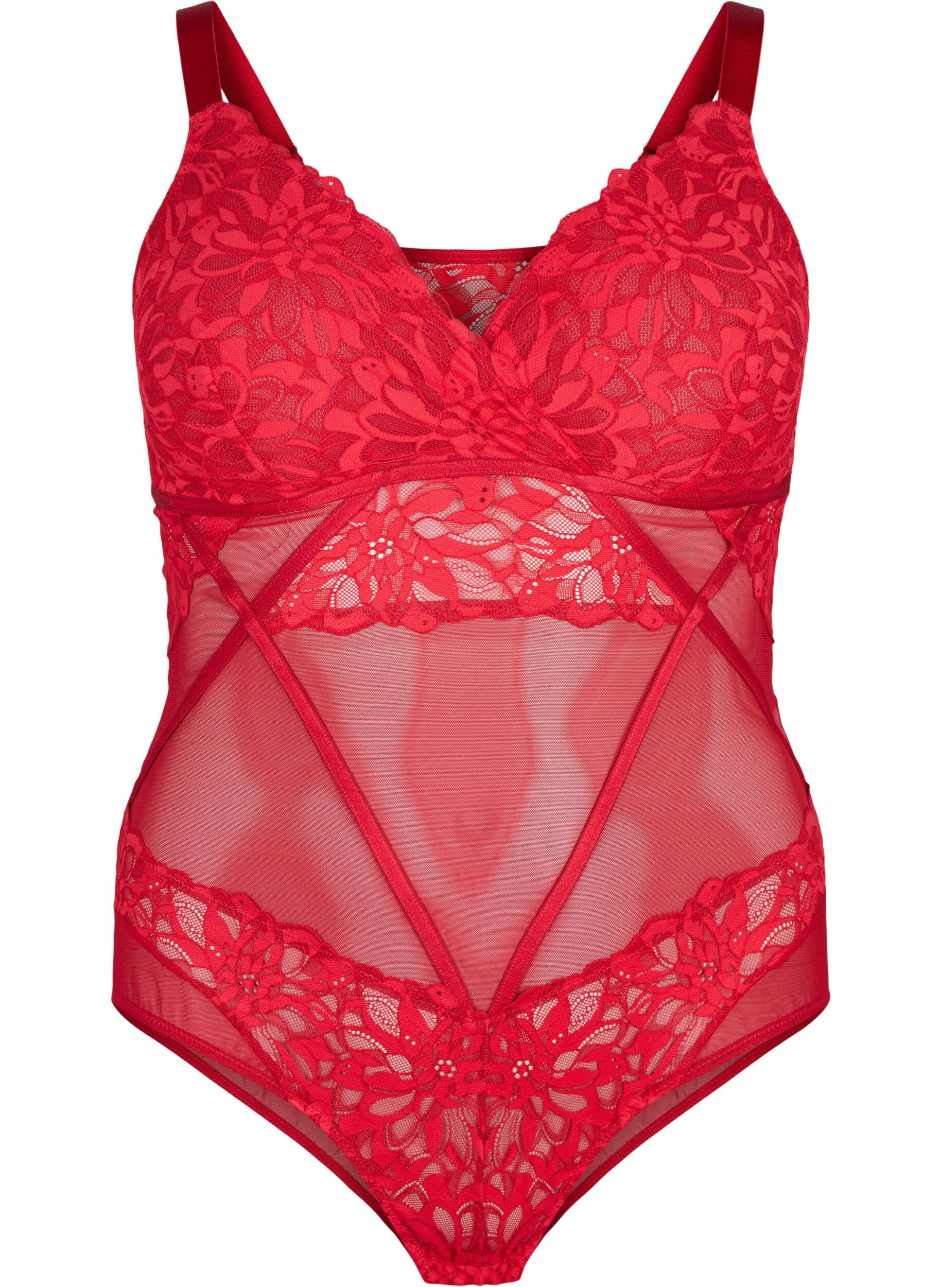 ZizziBody aus Spitze mit Mesh, Rhythmic Red, Packshot image number 0