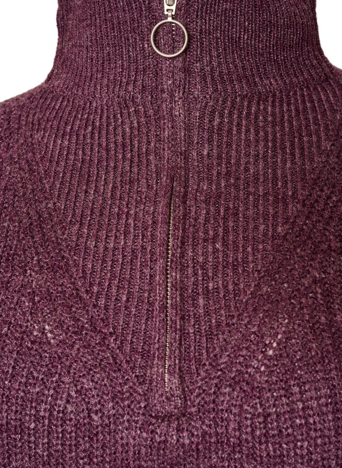 Strickpullover mit hohem Kragen und Rei&szlig;verschluss, Lila, Packshot image number 2