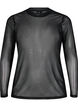 Einfarbige Mesh-Bluse, Schwarz, Packshot image number 0
