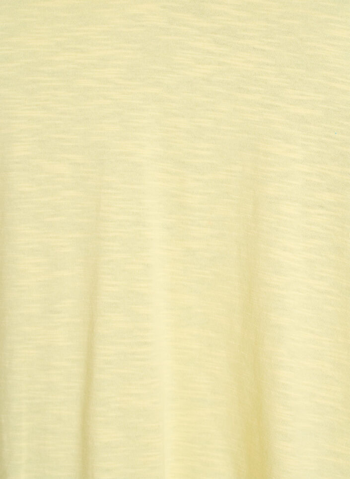 Kurz&auml;rmeliges Basic T-Shirt mit V-Ausschnitt, Gelb, Packshot image number 2