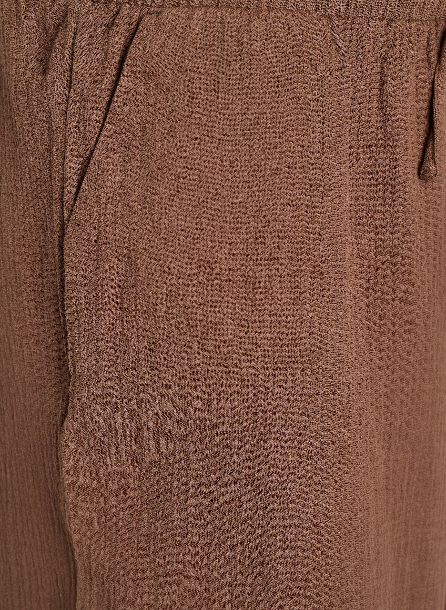 ZizziCulotte-Hose aus Baumwollmusselin mit hohem Bund, Braun, Packshot image number 2