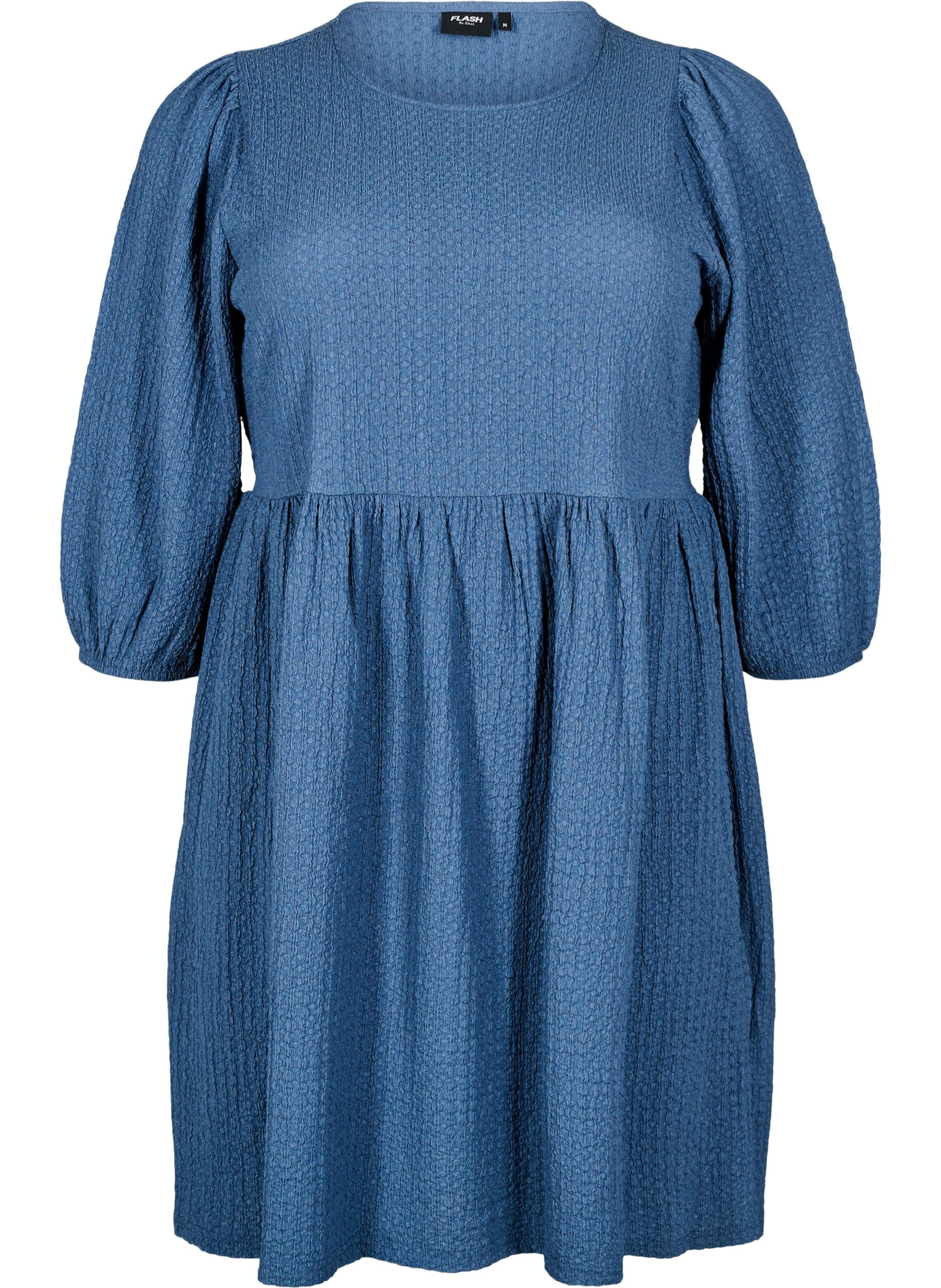 ZizziFLASH - Kurzes Kleid mit Struktur und 3/4-&Auml;rmeln, Sargasso Sea, Packshot image number 0