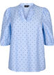 Punktebluse mit 3/4-Ärmeln aus Viskose, Light Blue Dot, Packshot image number 0