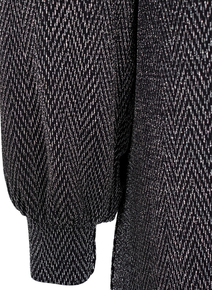Kleid mit Zickzackmuster und Glitzer, Silver ZigZagShimmer, Packshot image number 3