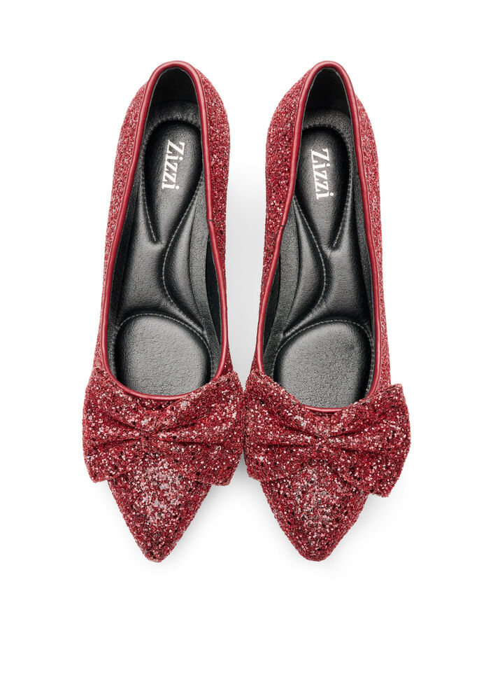 Glitzer-Pumps mit Schleife, Rot, Packshot image number 2