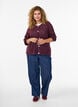 Gestrickter Cardigan mit Lochmuster, Dunkles Bordeaux, Model image number 1