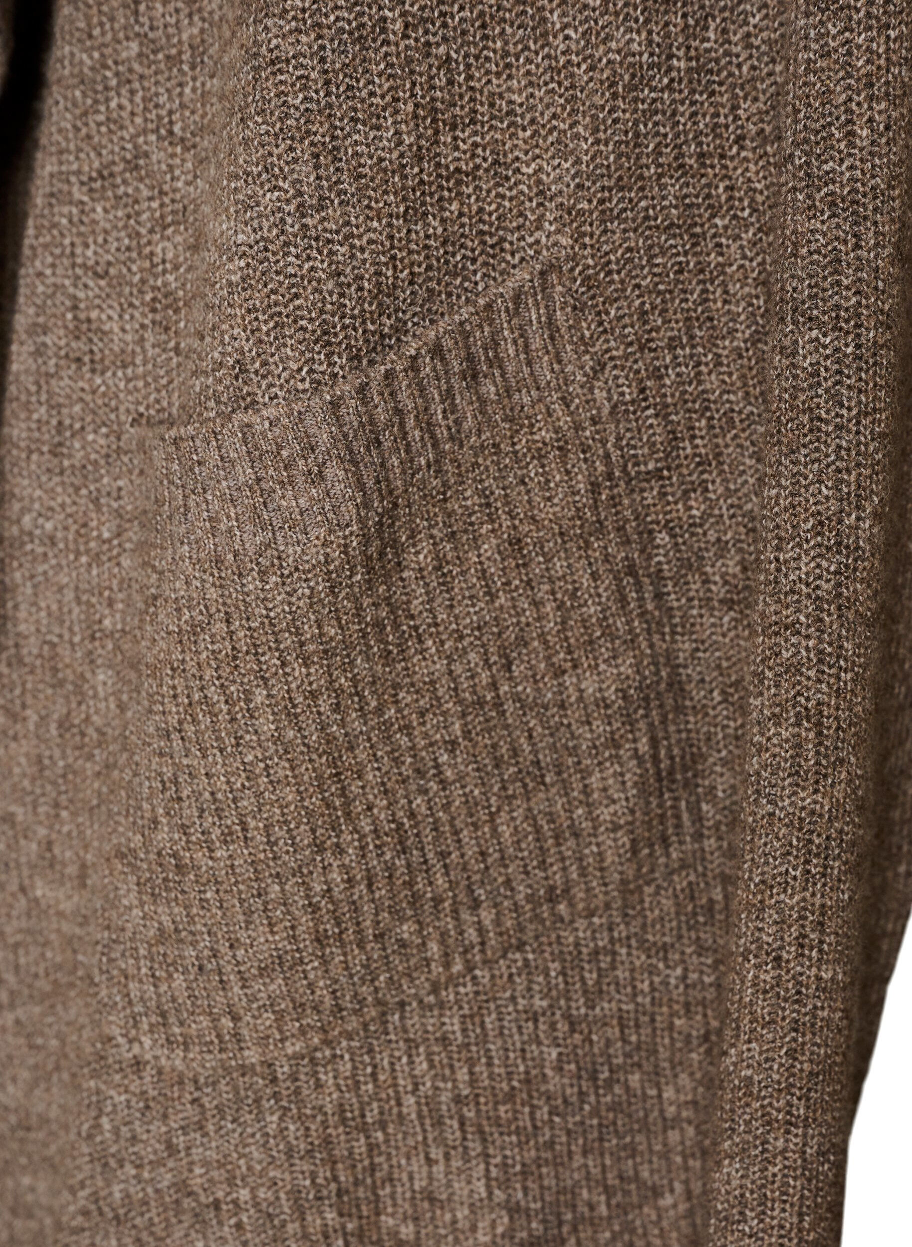 ZizziStrickjacke mit offener Vorderseite und weiten &Auml;rmeln, Braun, Packshot image number 3