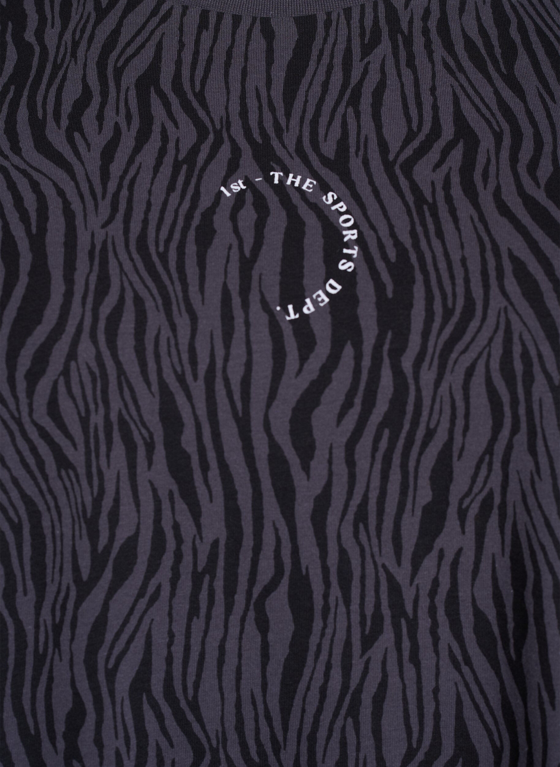 ZizziTrainingsshirt aus Bio-Baumwolle mit Zebraprint, Grau, Packshot image number 2