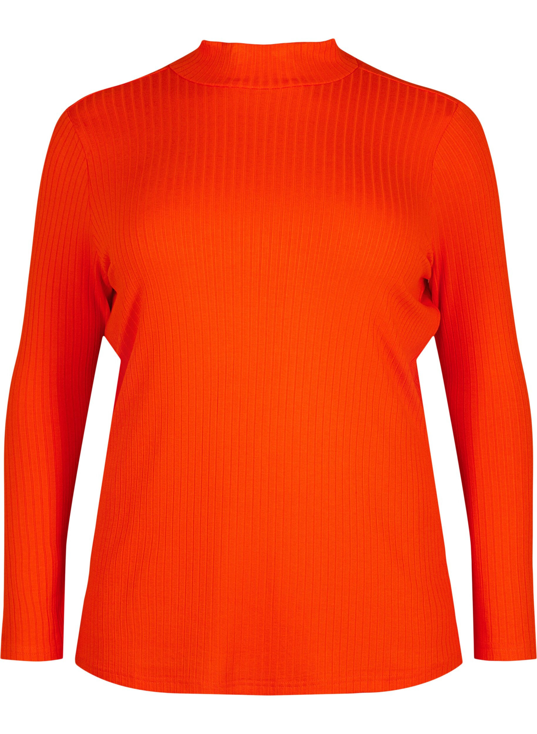 ZizziTaillierte Bluse aus Viskose mit hohem Halsausschnitt, Orange.com, Packshot image number 0