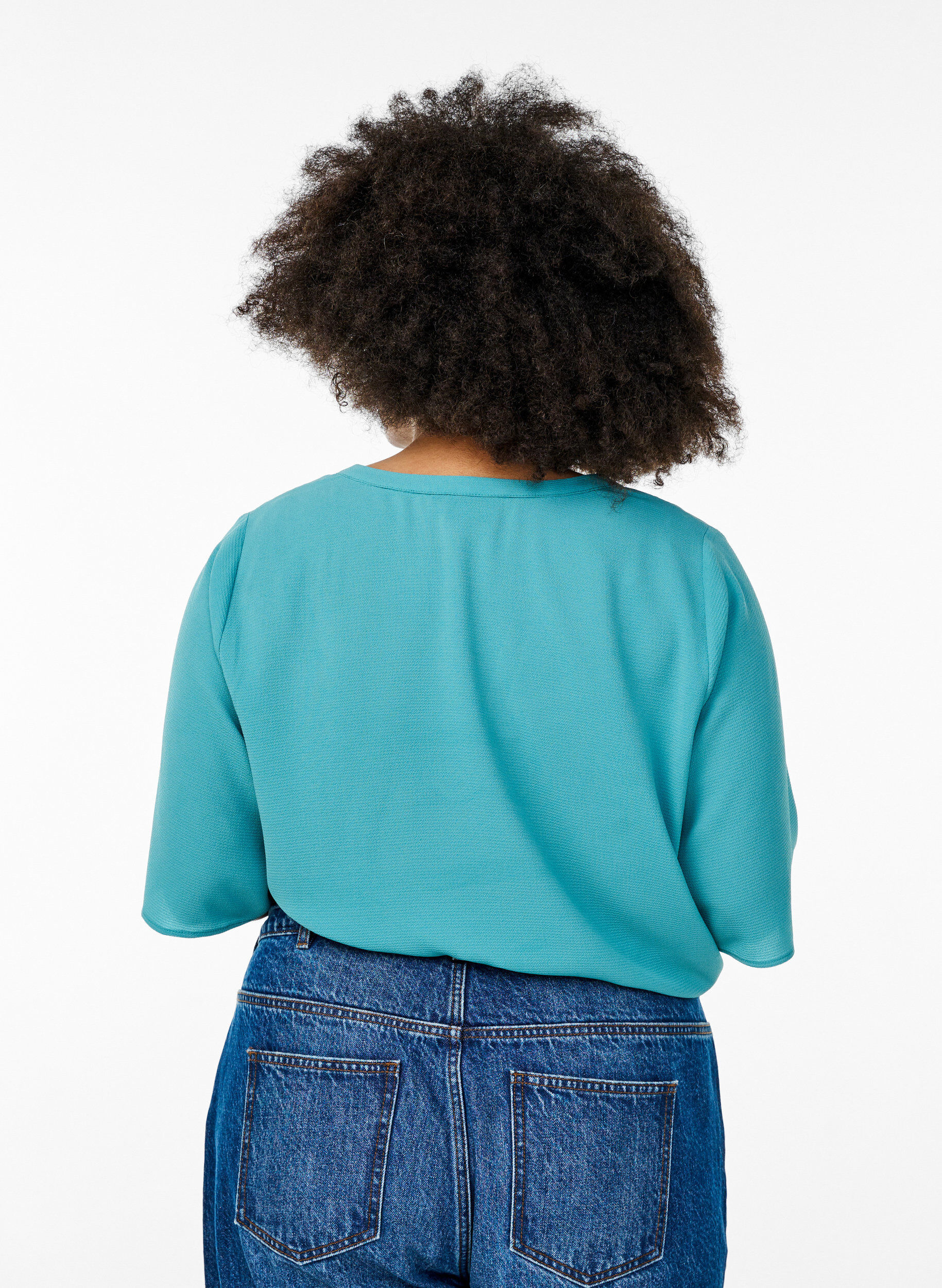 ZizziKurz&auml;rmlige Bluse mit V-Ausschnitt, Gr&uuml;n, Model image number 2