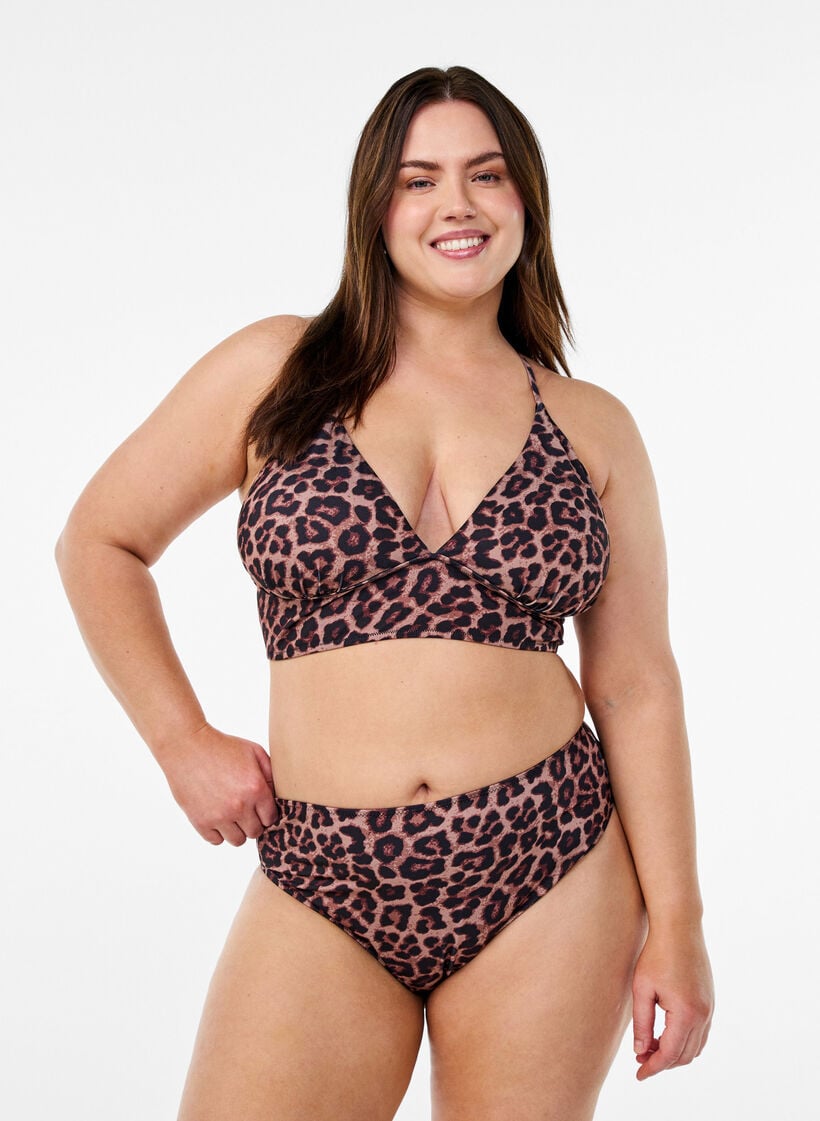 Leopard Brazilian-Bikinihose, Beige, Model image number 0