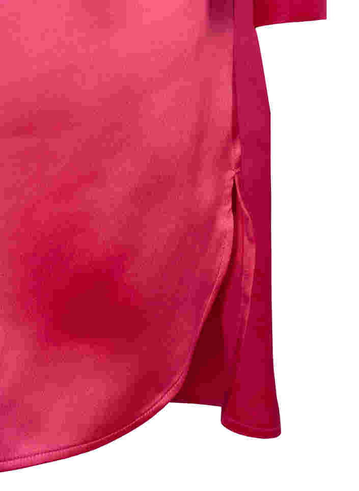 Langes glänzendes Hemd mit Einschnitt, Pink Flambé, Packshot image number 3