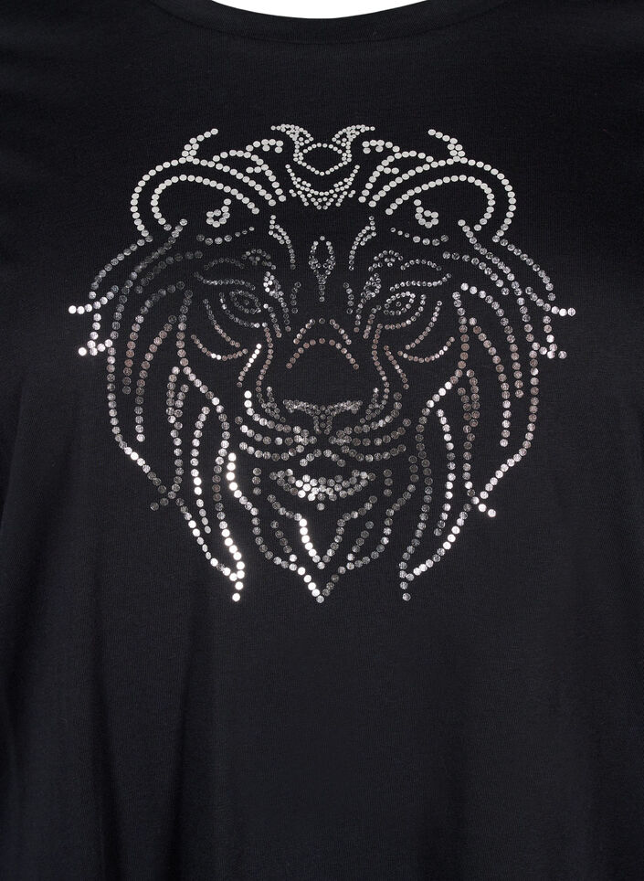 Baumwoll-T-Shirt mit Druck, Black w. Silverlion, Packshot image number 2