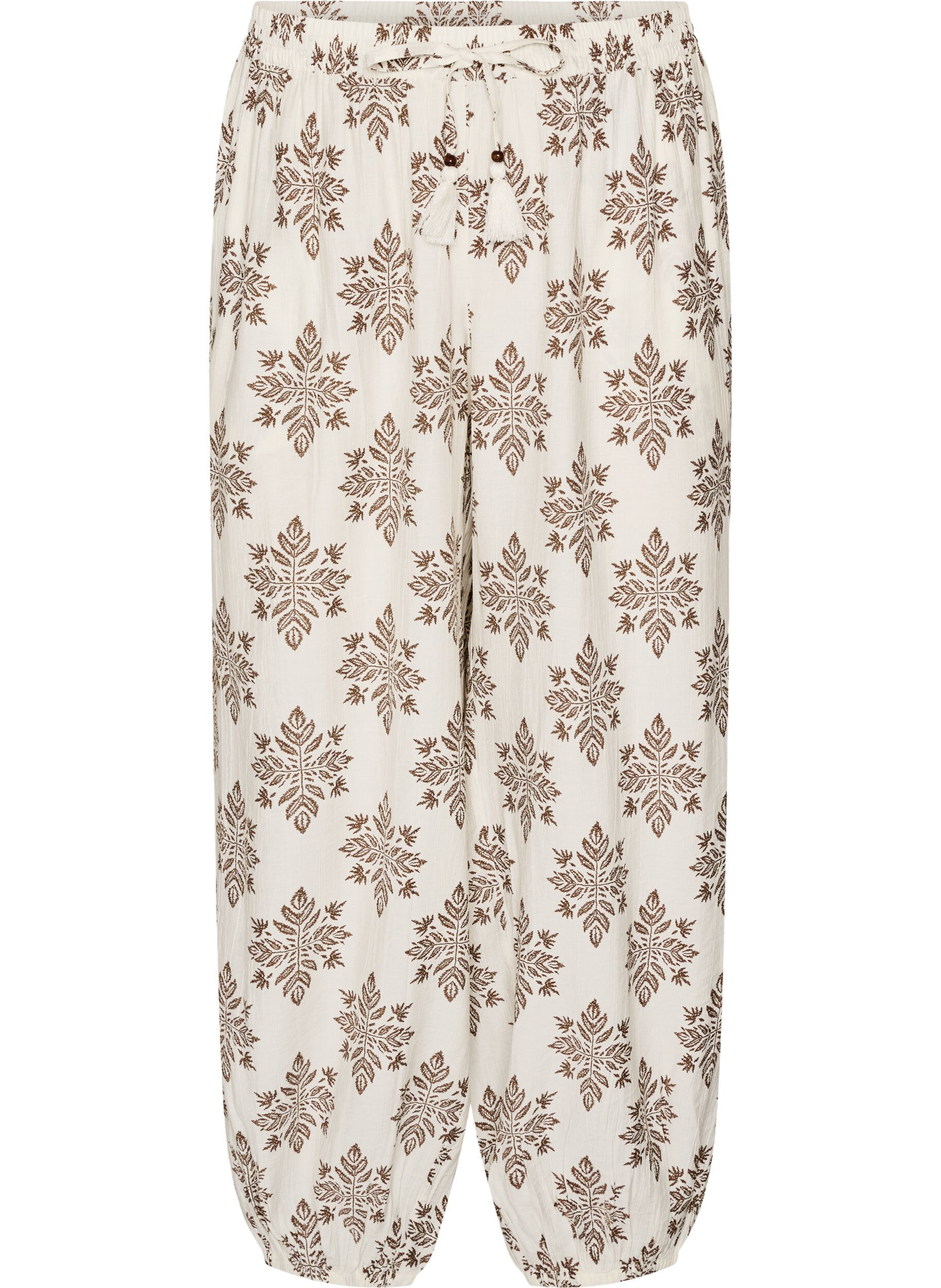 ZizziGemusterte Ballonhose mit hoher Taille, Vanille, Packshot image number 0