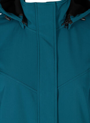 Lange Softshell Jacke mit Kapuze, Blue Coral solid, Packshot image number 2
