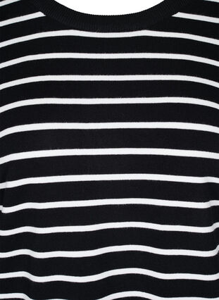 Gestrickte Viskosebluse mit langen Ärmeln, Black W/Stripes, Packshot image number 2
