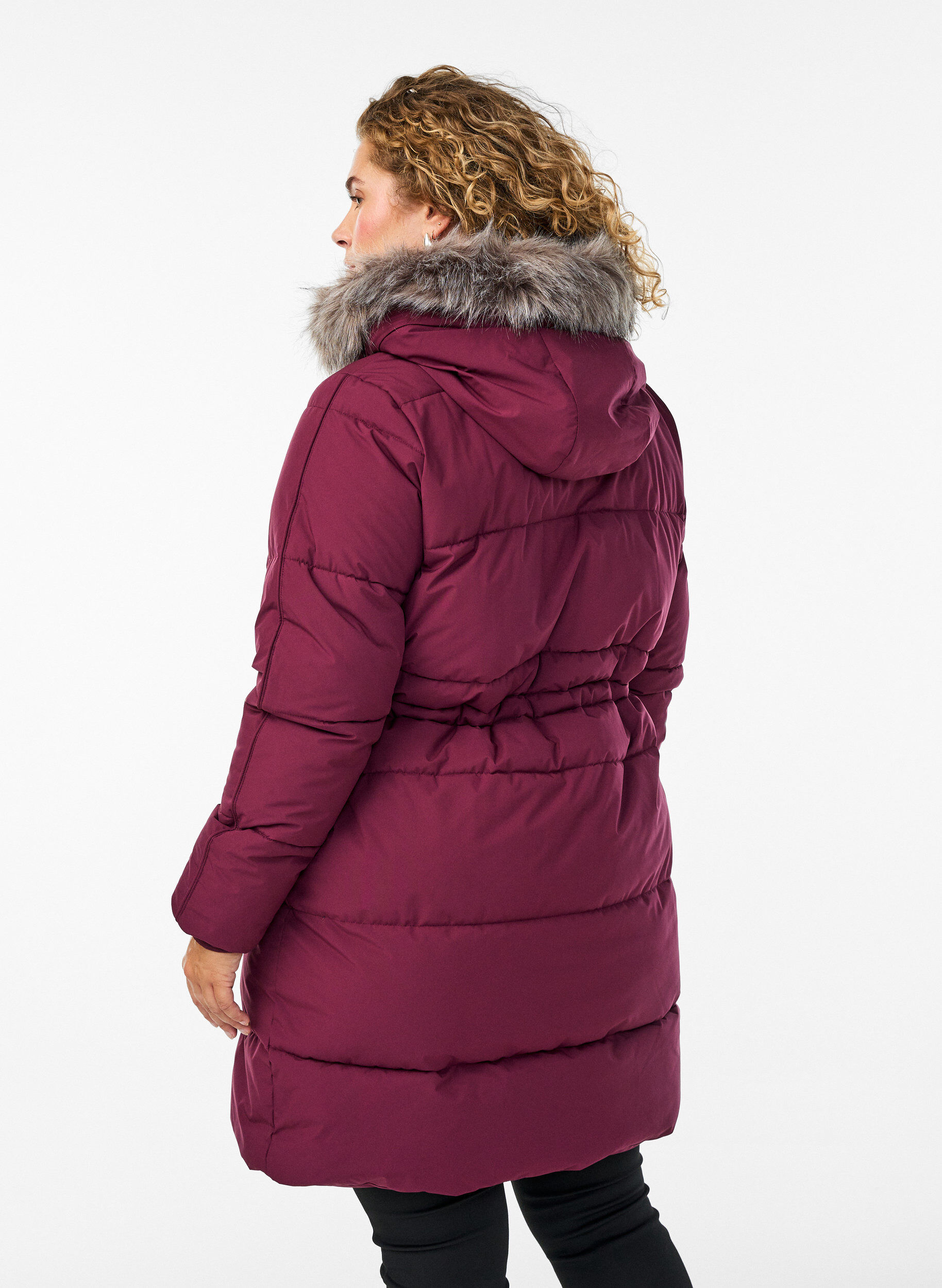 ZizziWasserabweisender Parka mit Kunstpelzkragen, Dunkles Bordeaux, Model image number 2