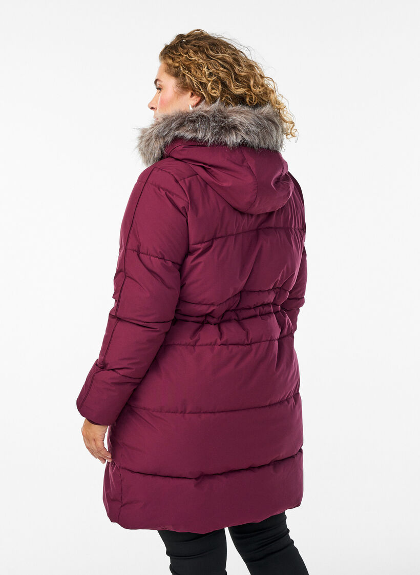 Wasserabweisender Parka mit Kunstpelzkragen, Dunkles Bordeaux, Model image number 2