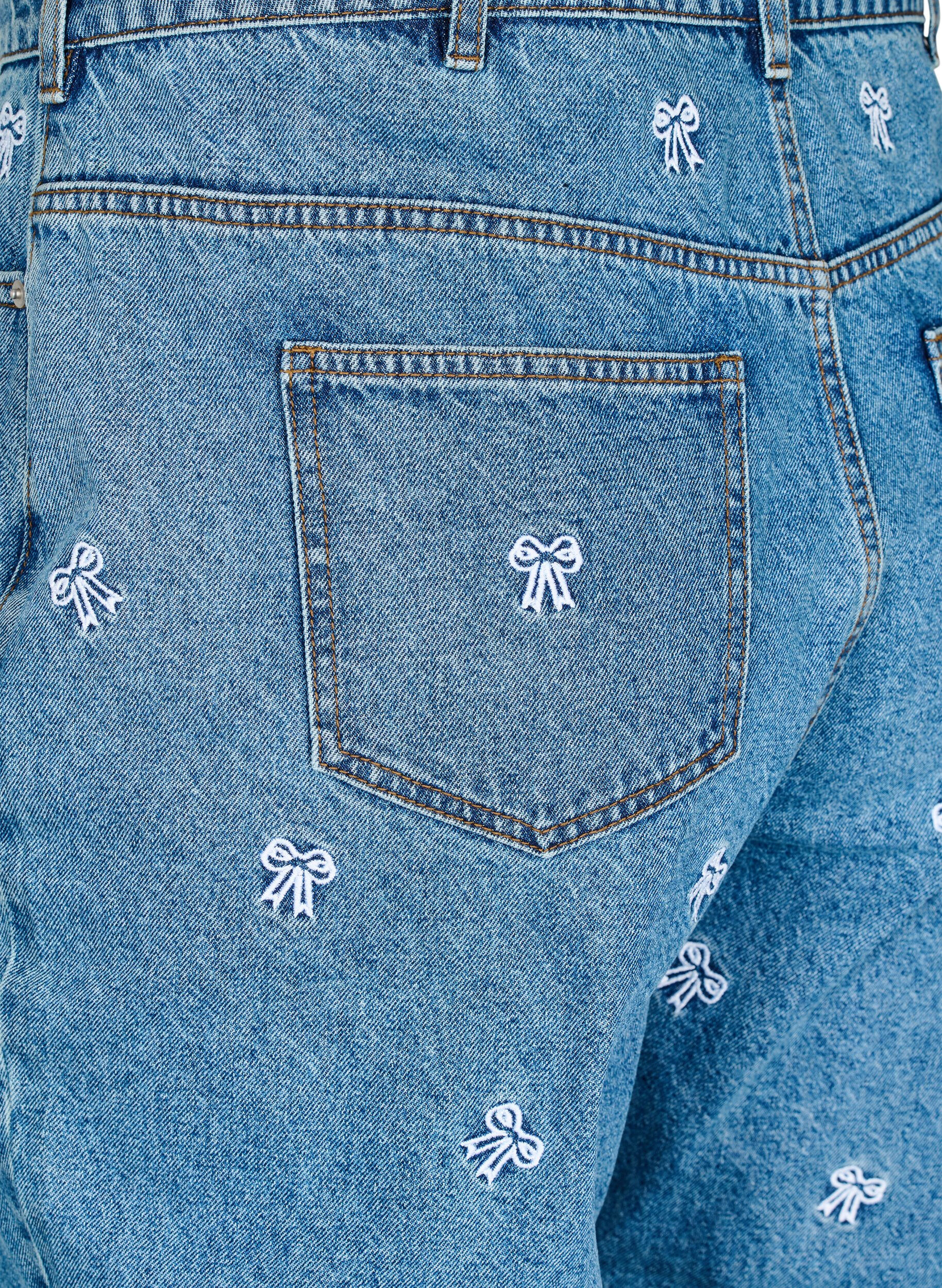 ZizziMille Mom Fit Jeans mit Stickerei, Blau, Packshot image number 3