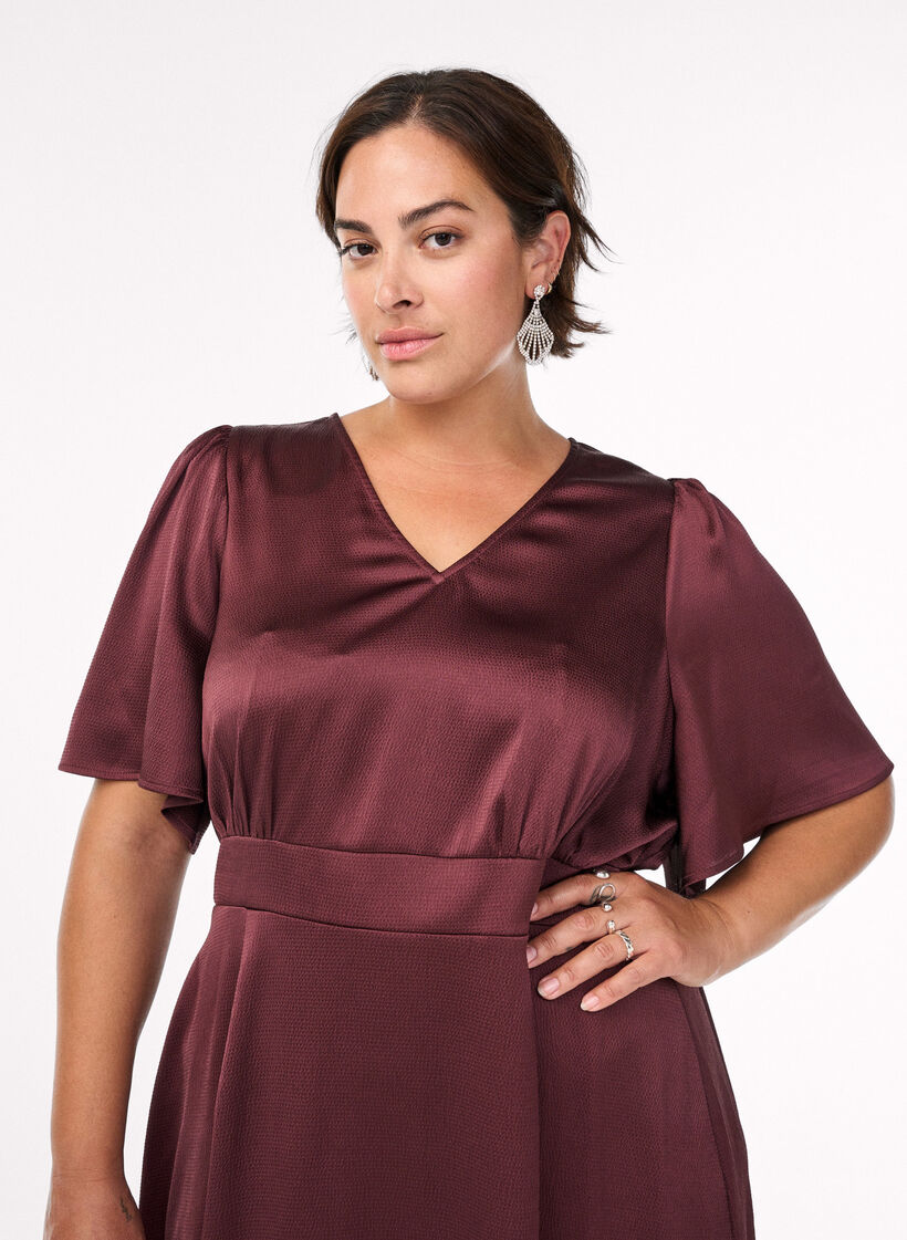 Empire-Partykleid in Midil&auml;nge, Dunkles Bordeaux, Model image number 2