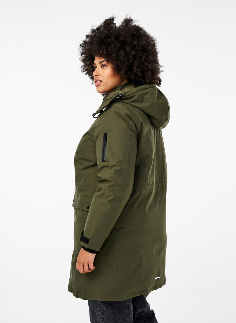 Praktische Winterjacke mit Kapuze und Taschen, Grün, Model image number 2