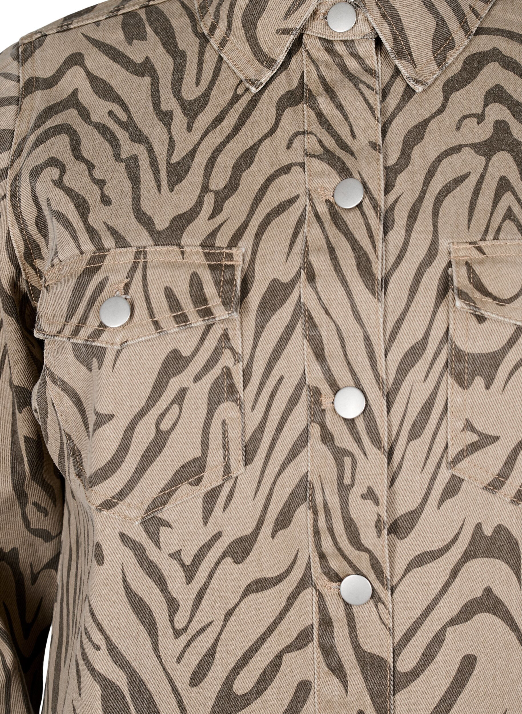 ZizziLang&auml;rmliges Jeanskleid mit Zebraprint, Braun, Packshot image number 2
