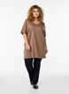 Einfarbiges Oversize T-Shirt mit V-Ausschnitt, Braun, Model image number 1