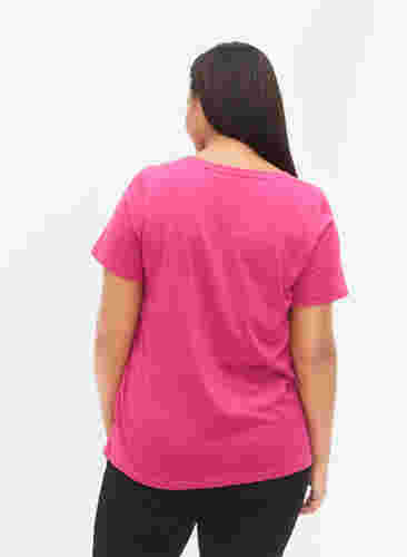 Baumwoll-T-Shirt mit Print-Detail, Beetroot Purple NEW, Model image number 1
