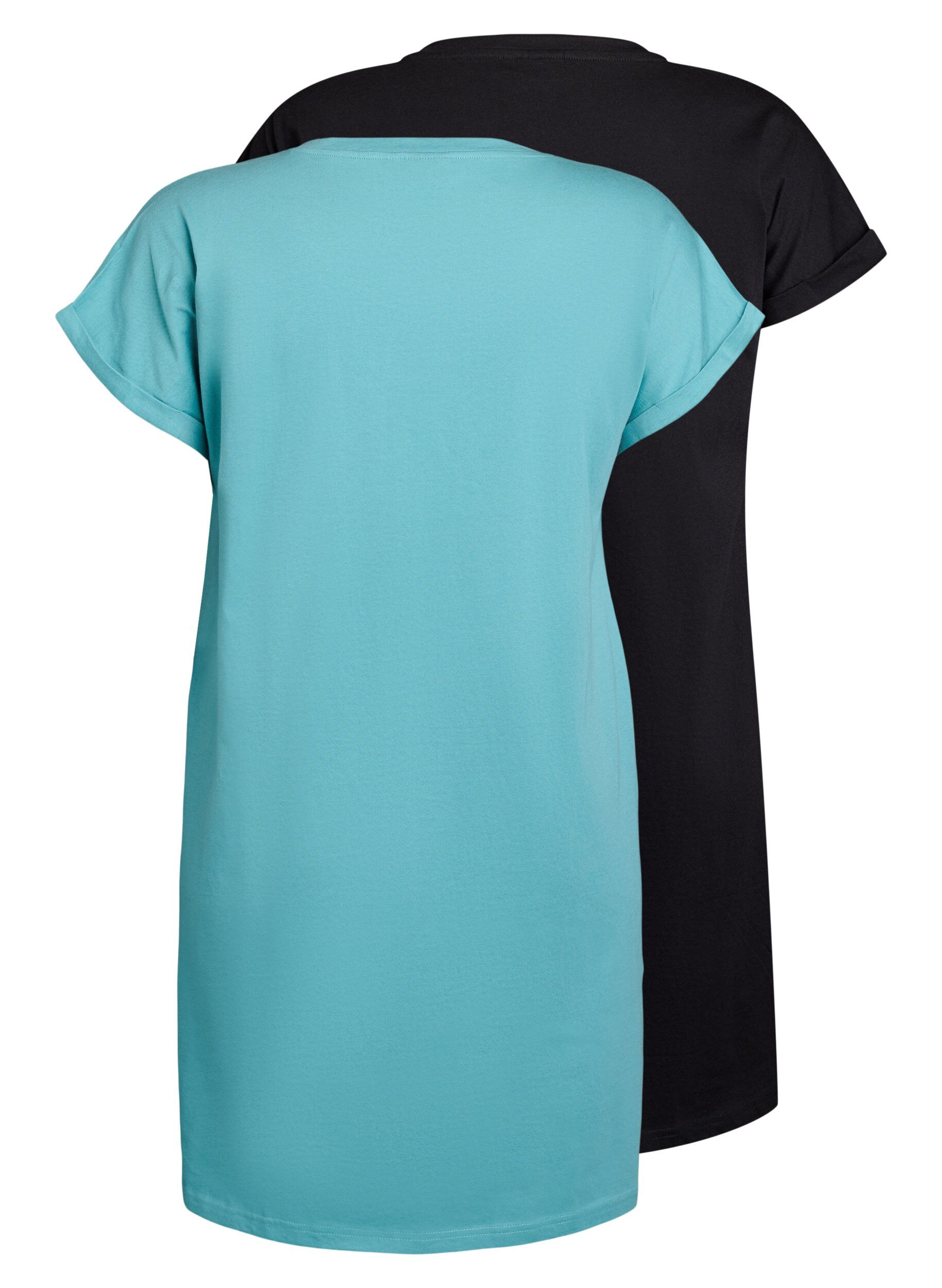 Zizzi2er-Pack T-Shirt-Kleid mit kurzen &Auml;rmeln, Blau, Packshot image number 1