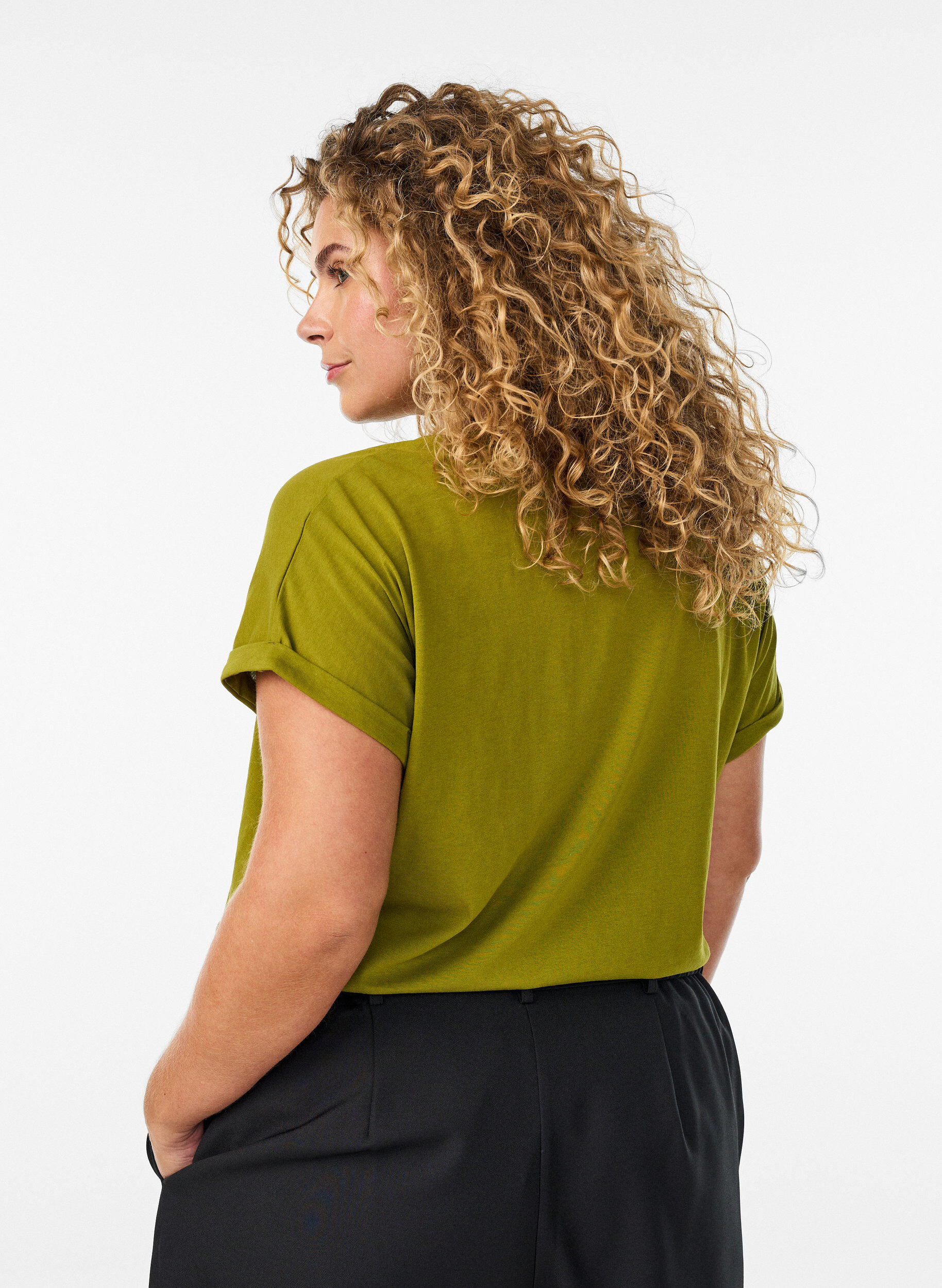 ZizziKurz&auml;rmeliges T-Shirt aus einer Baumwollmischung, Gr&uuml;n, Model image number 2