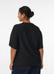 Bluse mit Strukturmuster und kurzen &Auml;rmeln, Schwarz, Model image number 2