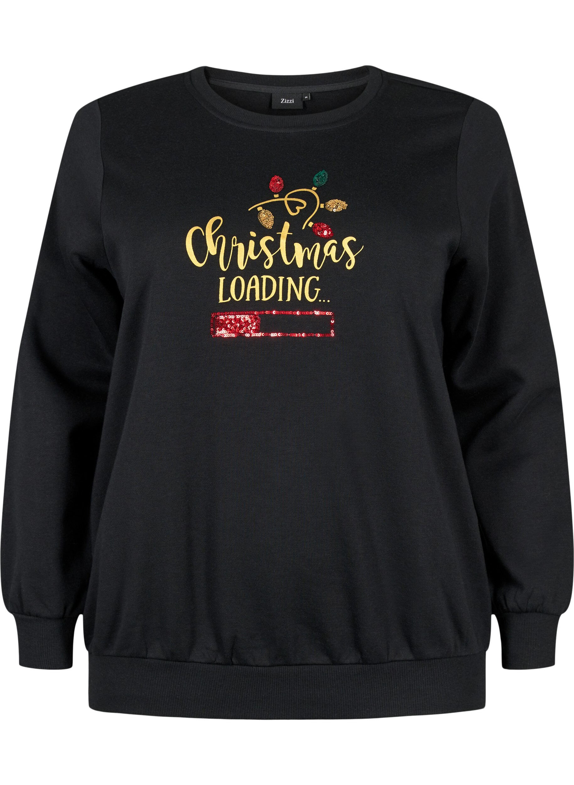 ZizziWeihnachts-Sweatshirt, Black LOADING, Packshot image number 0