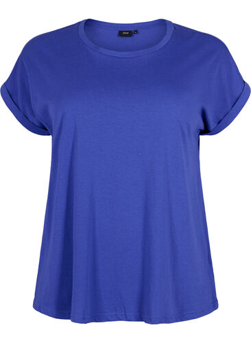 Kurzärmeliges T-Shirt aus einer Baumwollmischung, Royal Blue, Packshot image number 0